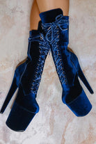 Hella Heels BabyDoll Velvet 8inch Boots - Old Money-Hella Heels-Pole Junkie