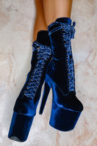 Hella Heels BabyDoll Velvet 8inch Boots - Old Money-Hella Heels-Pole Junkie