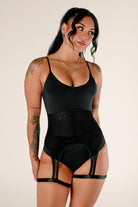 CXIX Baddies Garter Bodysuit - Onyx-Creatures of XIX-Pole Junkie