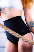 Dragonfly Betty High-Waisted Shorts - Black-Dragonfly-Pole Junkie