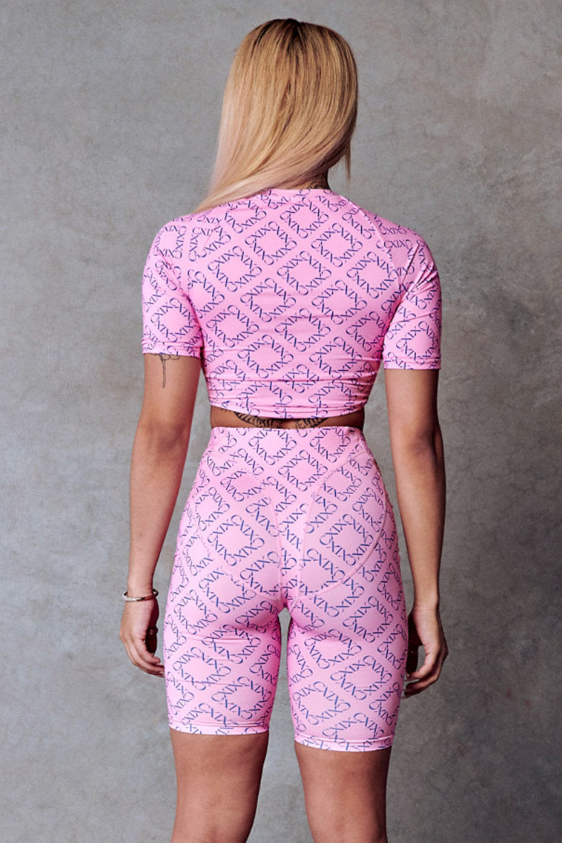 CXIX 119 Biker Shorts - Pink Print-Creatures of XIX-Pole Junkie