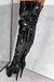 Hella Heels LipKit Thigh High Back Lace 7inch Boots - Black Beatle-Hella Heels-Pole Junkie