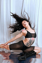 CXIX Silhouette Biker Shorts - Black with Black Mesh-Creatures of XIX-Pole Junkie