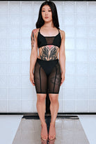 CXIX Silhouette Biker Shorts - Black with Black Mesh-Creatures of XIX-Pole Junkie