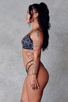 CXIX 119 High-Rise Thong Bottoms - Black Print-Creatures of XIX-Pole Junkie