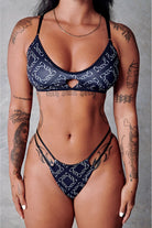 CXIX 119 High-Rise Thong Bottoms - Black Print-Creatures of XIX-Pole Junkie