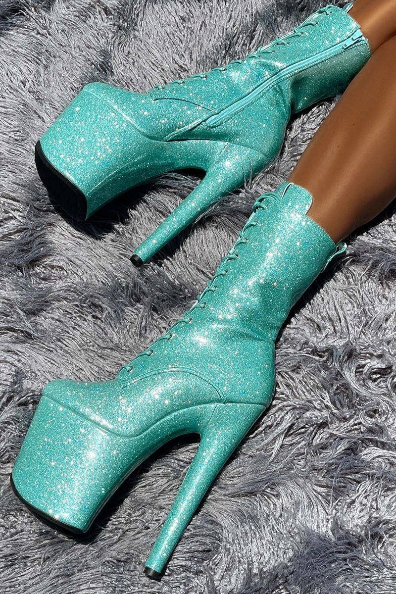 Hella Heels The Glitterati 8inch Boots - Baby Blues-Hella Heels-Pole Junkie