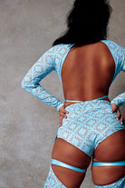 CXIX 119 Plunge Bodysuit - Blue Print-Creatures of XIX-Pole Junkie