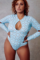 CXIX 119 Plunge Bodysuit - Blue Print-Creatures of XIX-Pole Junkie