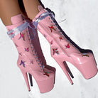 Hella Heels Butterfly Boots - 8inch - Pink-Hella Heels-Pole Junkie