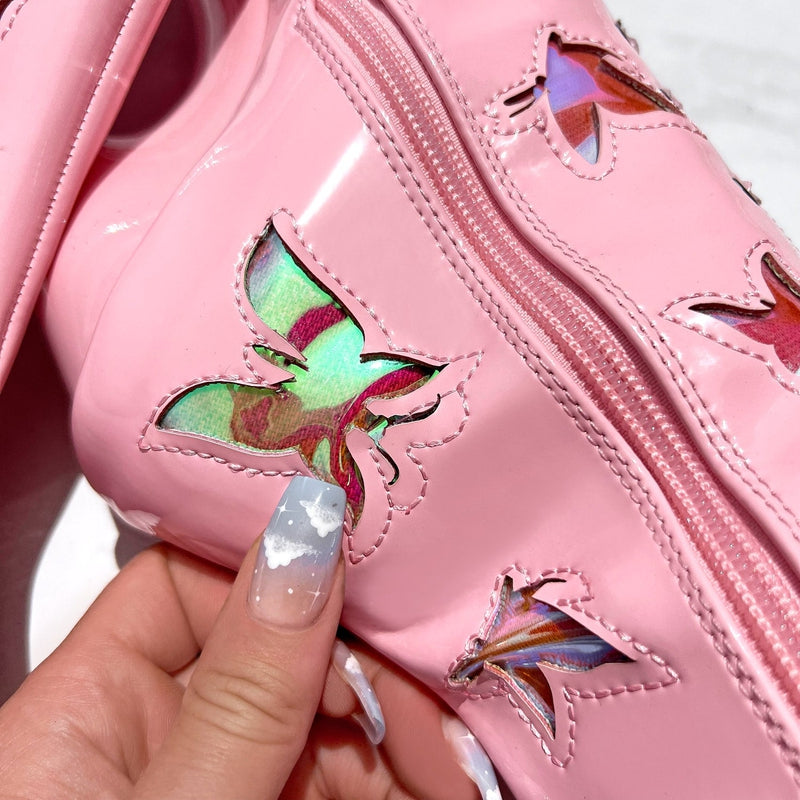 Hella Heels Butterfly Boots - 8inch - Pink-Hella Heels-Pole Junkie