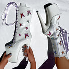 Hella Heels Butterfly 8inch Boots - White-Hella Heels-Pole Junkie