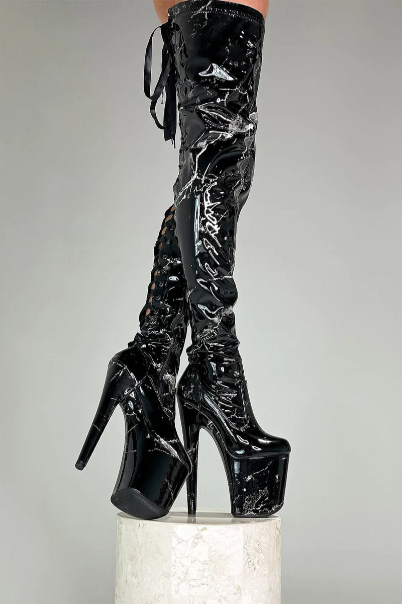 Hella Heels Renaissance Slim Thigh High 8inch Boots - Confession-Hella Heels-Pole Junkie