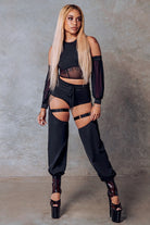 CXIX 119 Corset Top with Sleeves - Black-Creatures of XIX-Pole Junkie