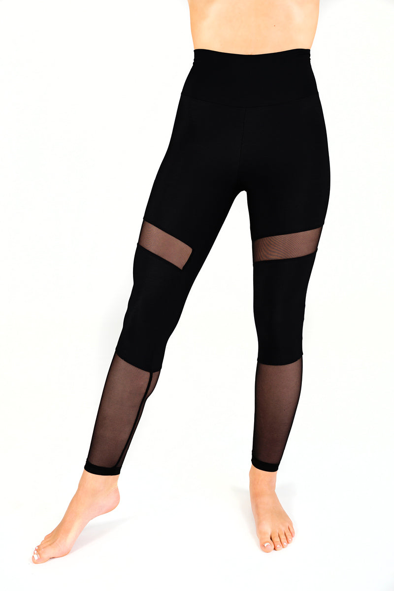 Dragonfly Barbara Leggings - Black Mesh-Dragonfly-Pole Junkie