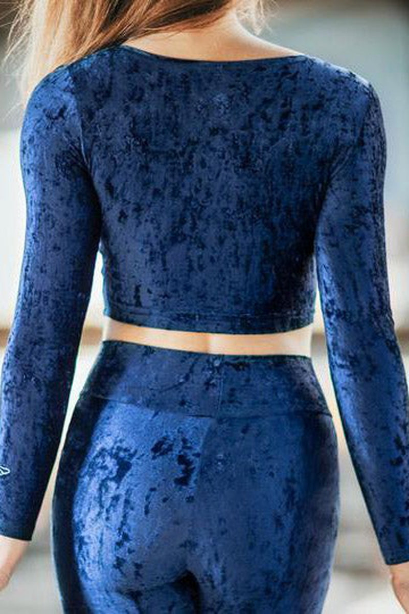 Dragonfly Pavi Crop Top - Velvet Blue-Dragonfly-Pole Junkie
