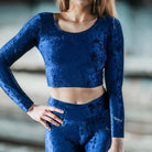 Dragonfly Pavi Crop Top - Velvet Blue-Dragonfly-Pole Junkie