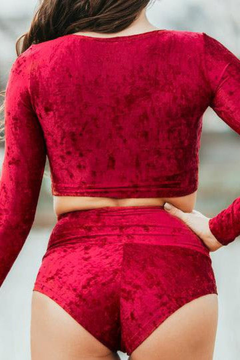 Dragonfly Pavi Crop Top - Velvet Red-Dragonfly-Pole Junkie