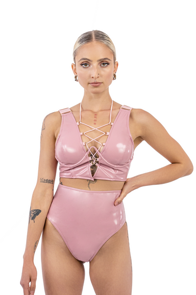 Naughty Thoughts Sinner Vinyl OO Top - Pink-Naughty Thoughts-Pole Junkie