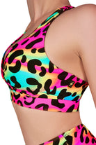 Cleo the Hurricane Twist Sports Bra - Neon Leopard-Cleo the Hurricane-Pole Junkie