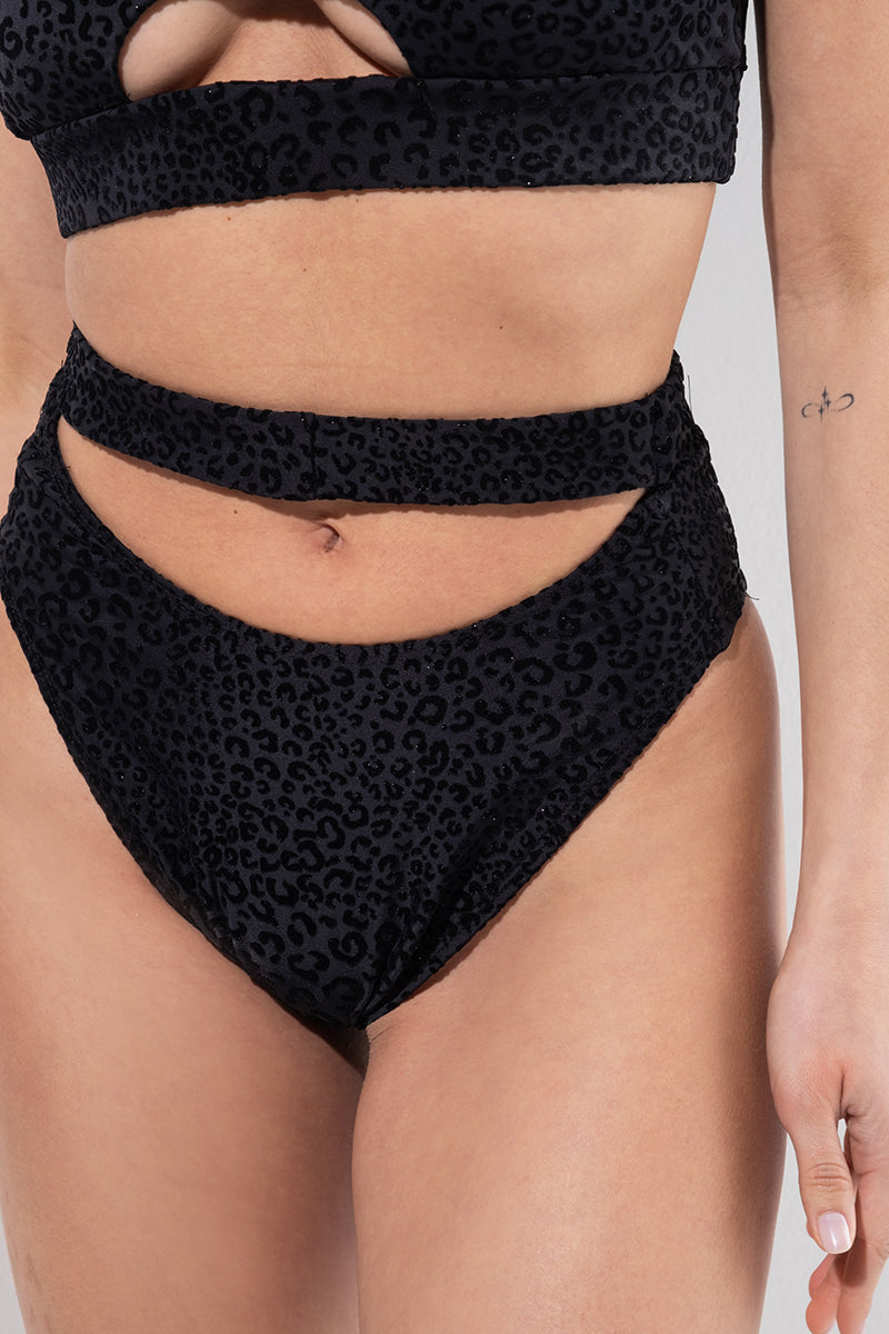 RAD Bahari Leopard Bottoms - Black Glitter-RAD-Pole Junkie