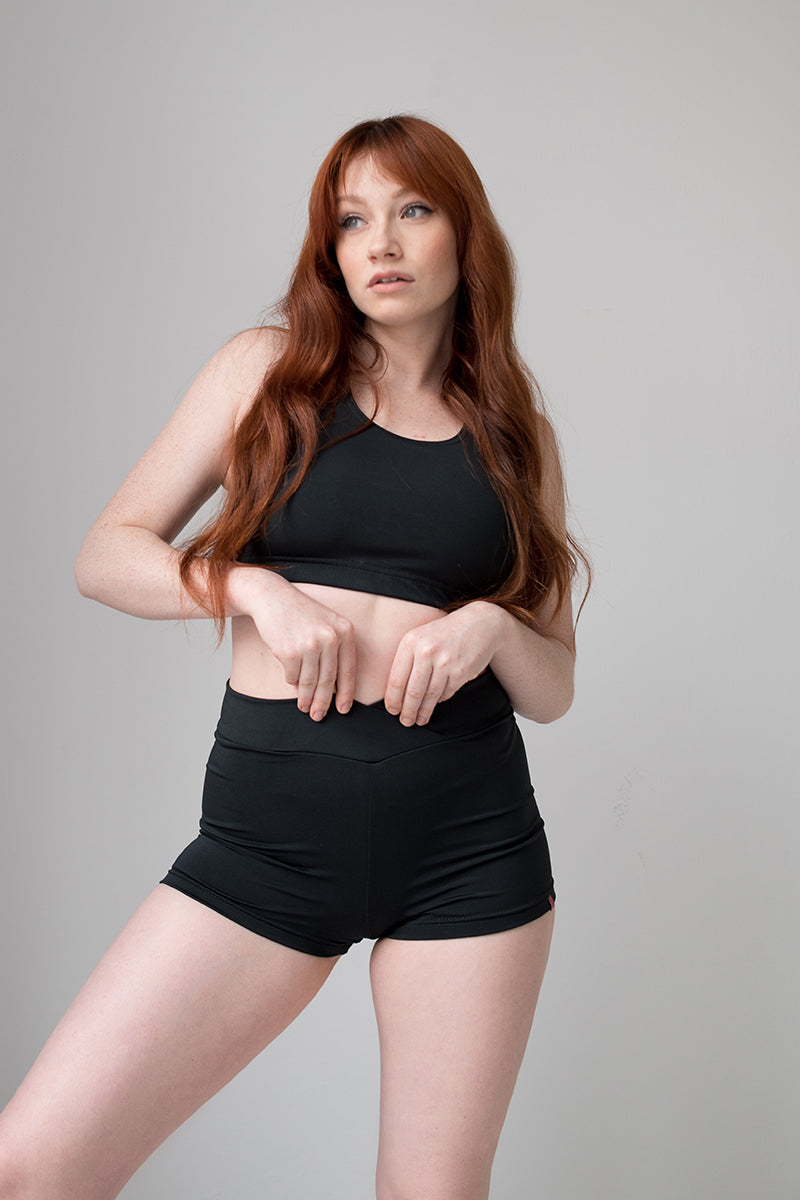 Pole Addict Kopia Basic High Waisted Shorts - Black-Pole Addict-Pole Junkie