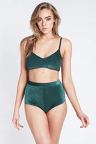 Lunalae Lana High Waist Shorts - Emerald Velvet-Lunalae-Pole Junkie