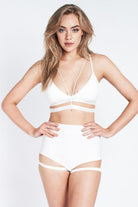 Lunalae Lure You High Waisted Garter Shorts - White-Lunalae-Pole Junkie