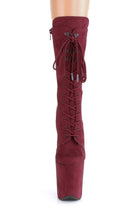 Pleaser USA Flamingo-1050FS Faux Suede 8inch Pleaser Boots - Burgundy-Pleaser USA-Pole Junkie