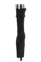 Pleaser USA Flamingo-1051FS Faux Suede 8inch Peep Toe Pleaser Boots - Black-Pleaser USA-Pole Junkie