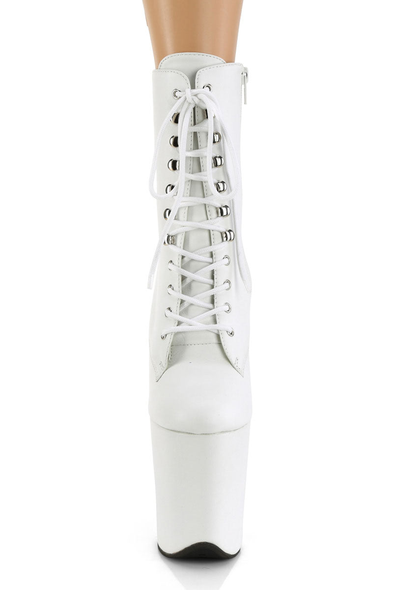 Pleaser USA Flamingo-1020LWR 8inch Real Leather Boots - Matte White-Pleaser USA-Pole Junkie