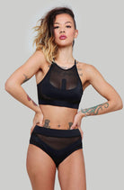 CXIX I S I S Halter Top - Black with Black Mesh-Creatures of XIX-Pole Junkie