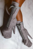 Hella Heels High BabyDoll 8inch Boots - Light Grey-Hella Heels-Pole Junkie