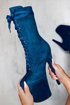 Hella Heels High BabyDoll 8inch Boots - Teal-Hella Heels-Pole Junkie