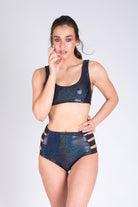 Paradise Chick High Waisted Shorts - Black Sparkles-Paradise Chick-Pole Junkie