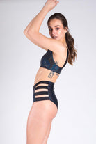 Paradise Chick High Waisted Shorts - Black Sparkles-Paradise Chick-Pole Junkie