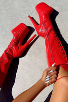 Hella Heels Out For Blood Knee High Boots - 8inch-Hella Heels-Pole Junkie