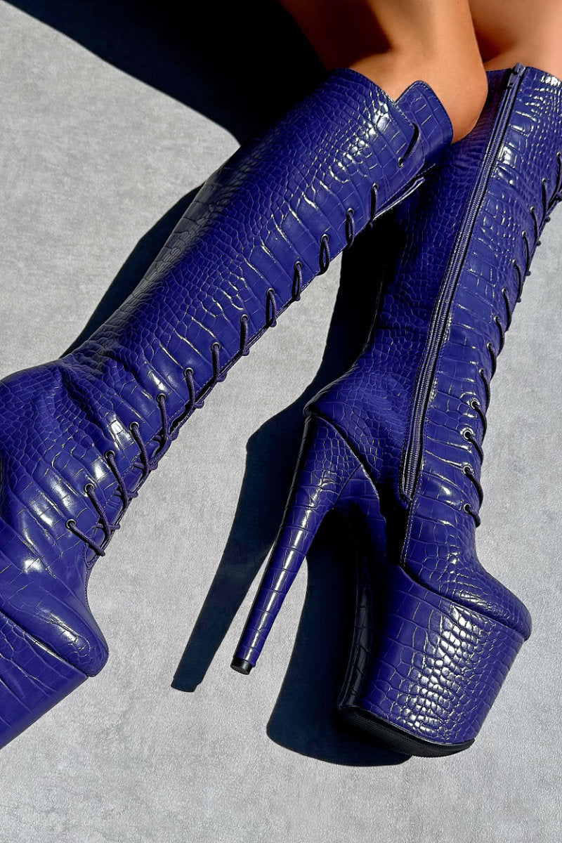 Hella Heels Play Dead Knee High Boots - 8inch-Hella Heels-Pole Junkie