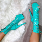 Hella Heels LipKit Open Toe 8inch Boots - Minted-Hella Heels-Pole Junkie