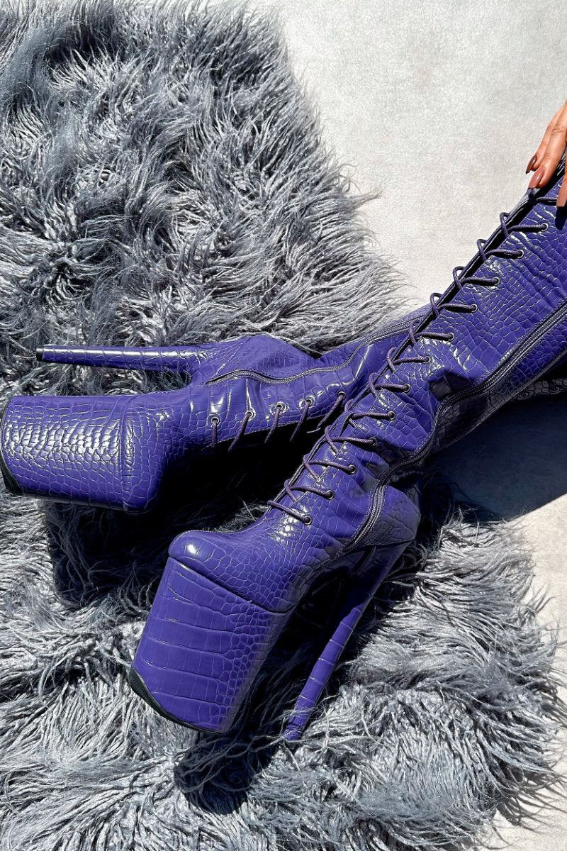 Hella Heels Play Dead Knee High Boots - 8inch-Hella Heels-Pole Junkie