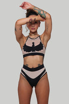 CXIX I S I S High Waisted Bottoms - Black with Sand Mesh-Creatures of XIX-Pole Junkie