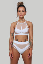 CXIX I S I S High Waisted Bottoms - White with Sand Mesh-Creatures of XIX-Pole Junkie