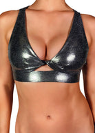 Cleo the Hurricane Twist Sports Bra - Metallic Chrome-Cleo the Hurricane-Pole Junkie