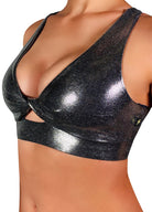 Cleo the Hurricane Twist Sports Bra - Metallic Chrome-Cleo the Hurricane-Pole Junkie