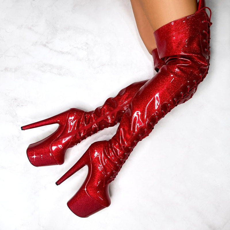 Hella Heels The Glitterati Thigh High 8inch Boots - Kansass-Hella Heels-Pole Junkie