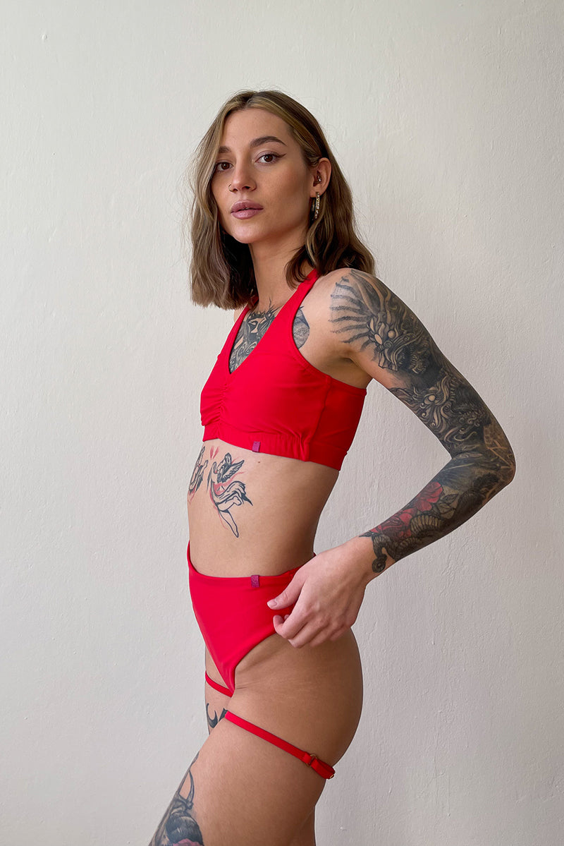 Pole Addict Bliss Adjustable Garter Shorts - Red-Pole Addict-Pole Junkie