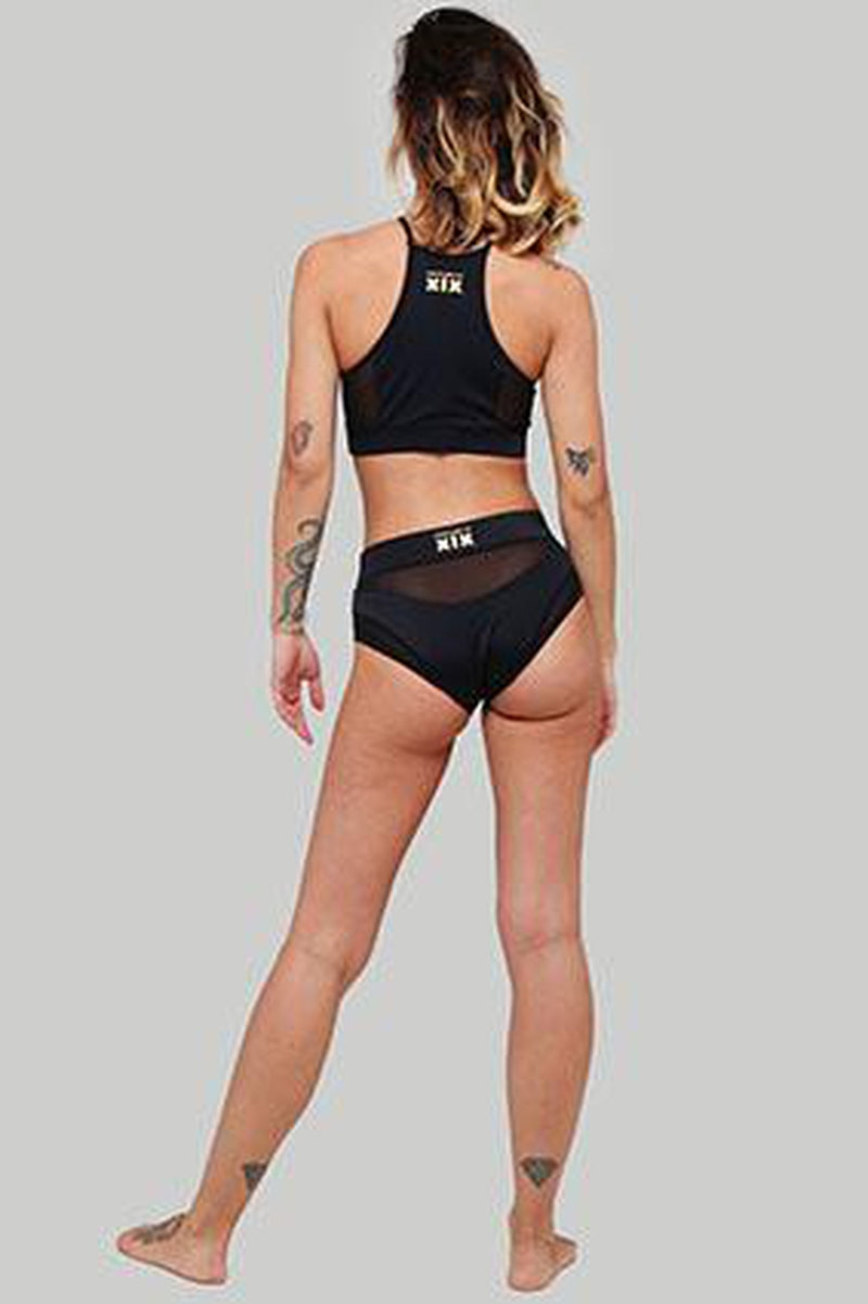 CXIX I S I S High Waisted Bottoms - Black with Black Mesh-Creatures of XIX-Pole Junkie