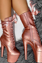 Hella Heels 8inch Ankle Boots - Rose Gold-Hella Heels-Pole Junkie