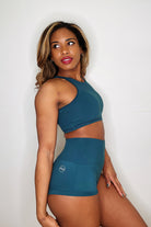 The Enviro Co. High Waist Shorts - Blue Teal-Enviro Grip-Pole Junkie