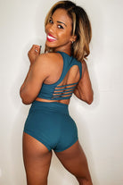 The Enviro Co. High Waist Shorts - Blue Teal-Enviro Grip-Pole Junkie